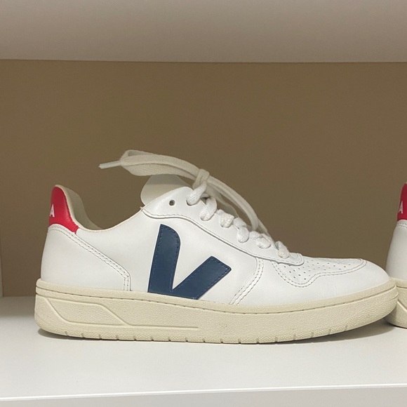 Veja White Sneakers with Navy and Red Accents 6 - Picture 7 of 10